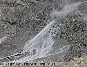 China Clay Washing - detail, Wheal Martyn Pit, St. Austell (2004) (c) Cuesta Consulting Ltd